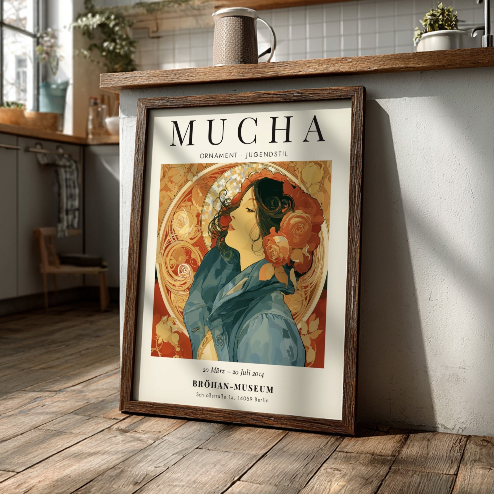 Alphonse Mucha poster featuring Ornament design with floral motifs and elegant colors in Art Nouveau style