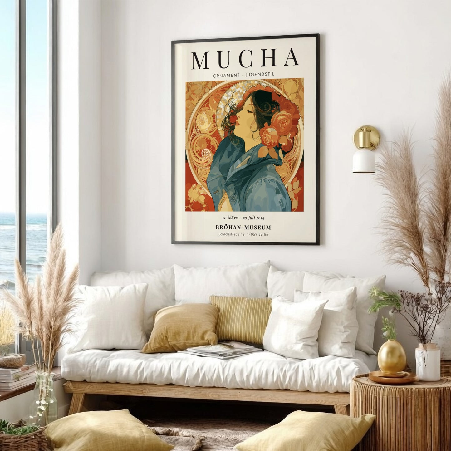 Alphonse Mucha poster featuring Ornament design with floral motifs and elegant colors in Art Nouveau style