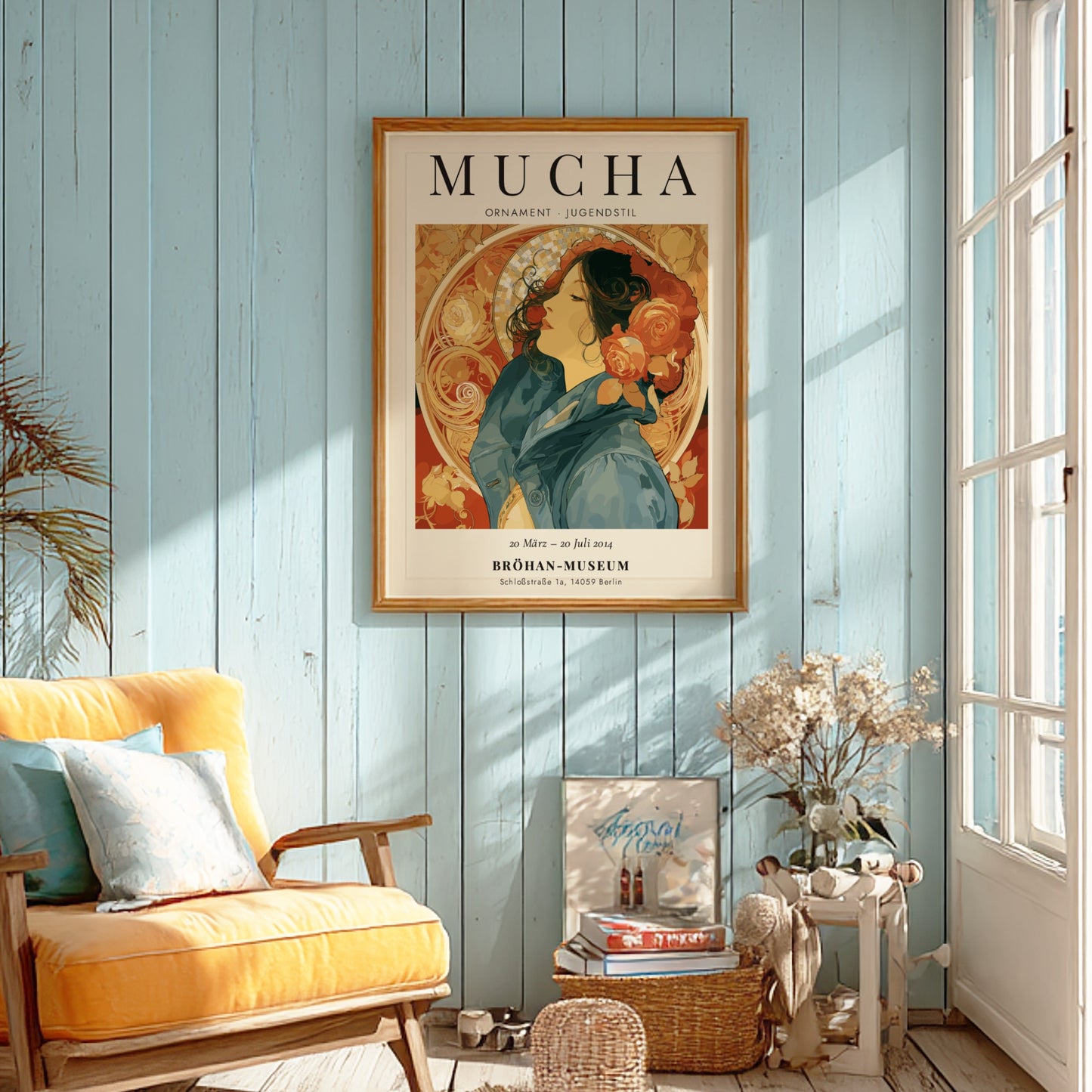 Alphonse Mucha poster featuring Ornament design with floral motifs and elegant colors in Art Nouveau style