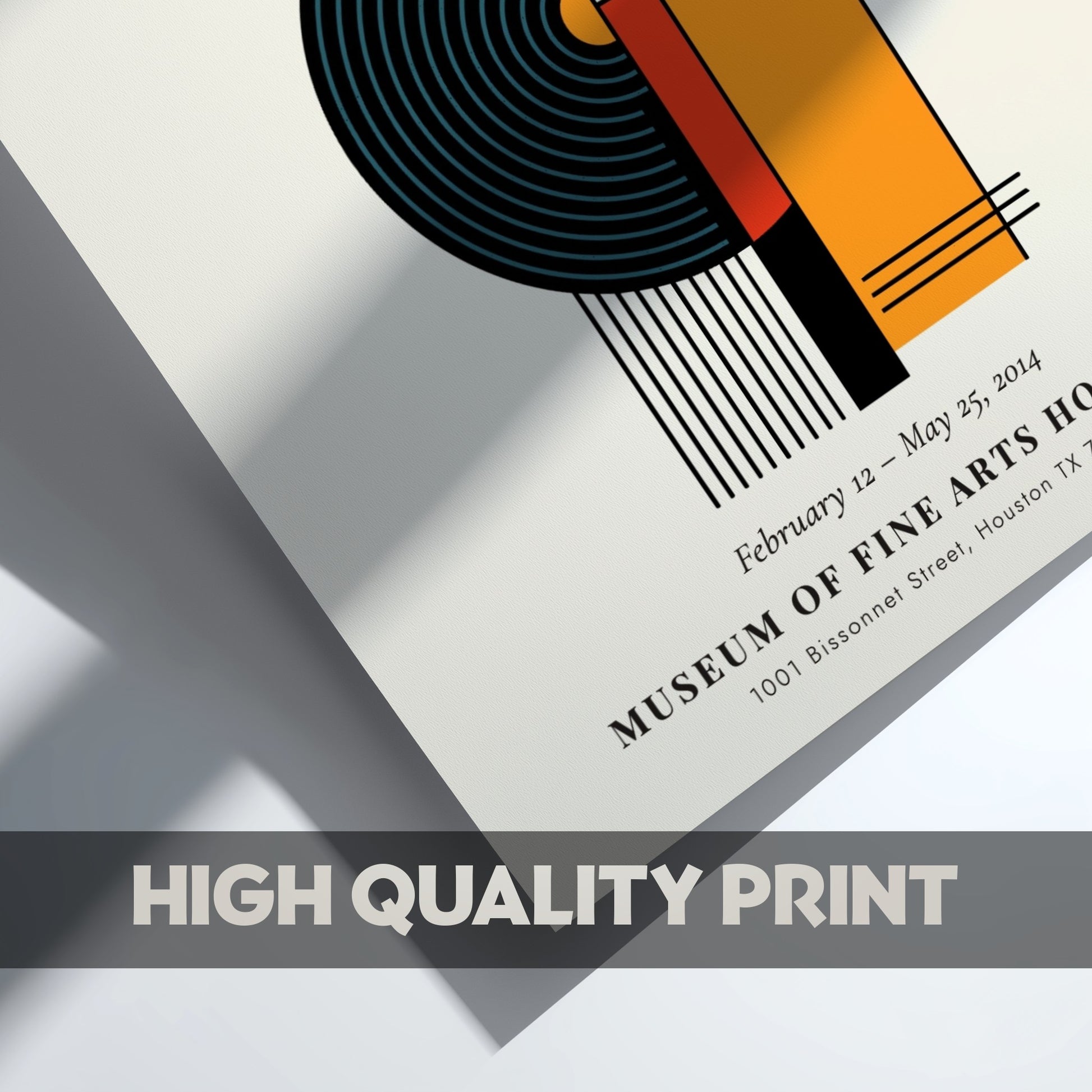 Bauhaus poster featuring Oskar Schlemmer's abstract design with geometric shapes and vibrant colors