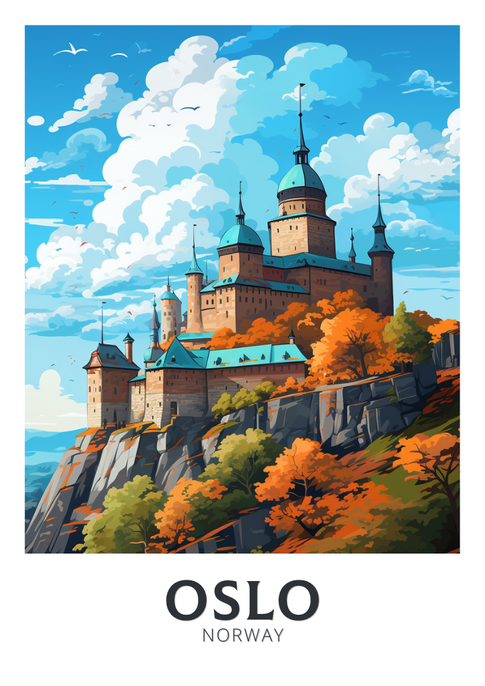 Europe OSLO TRAVEL ART - NORWAY POSTER