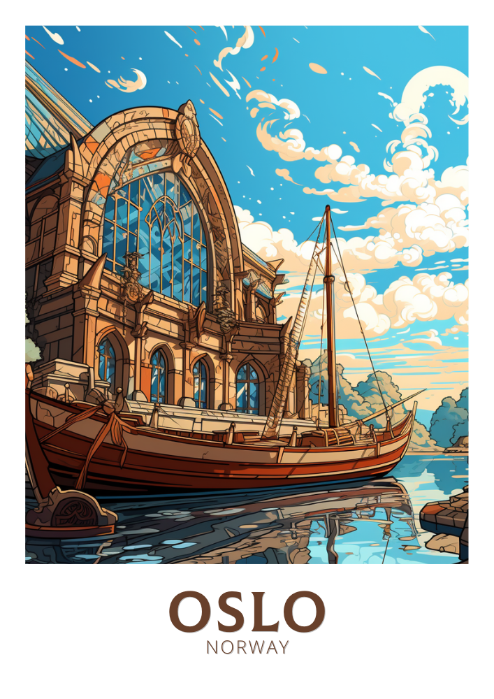 Europe OSLO TRAVEL POSTER - NORWAY ARTWORK