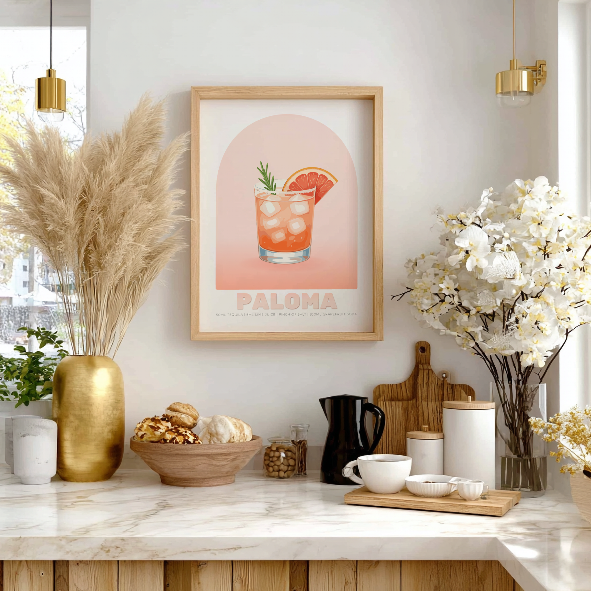 Paloma Cocktail Poster - Drinks Wall Art