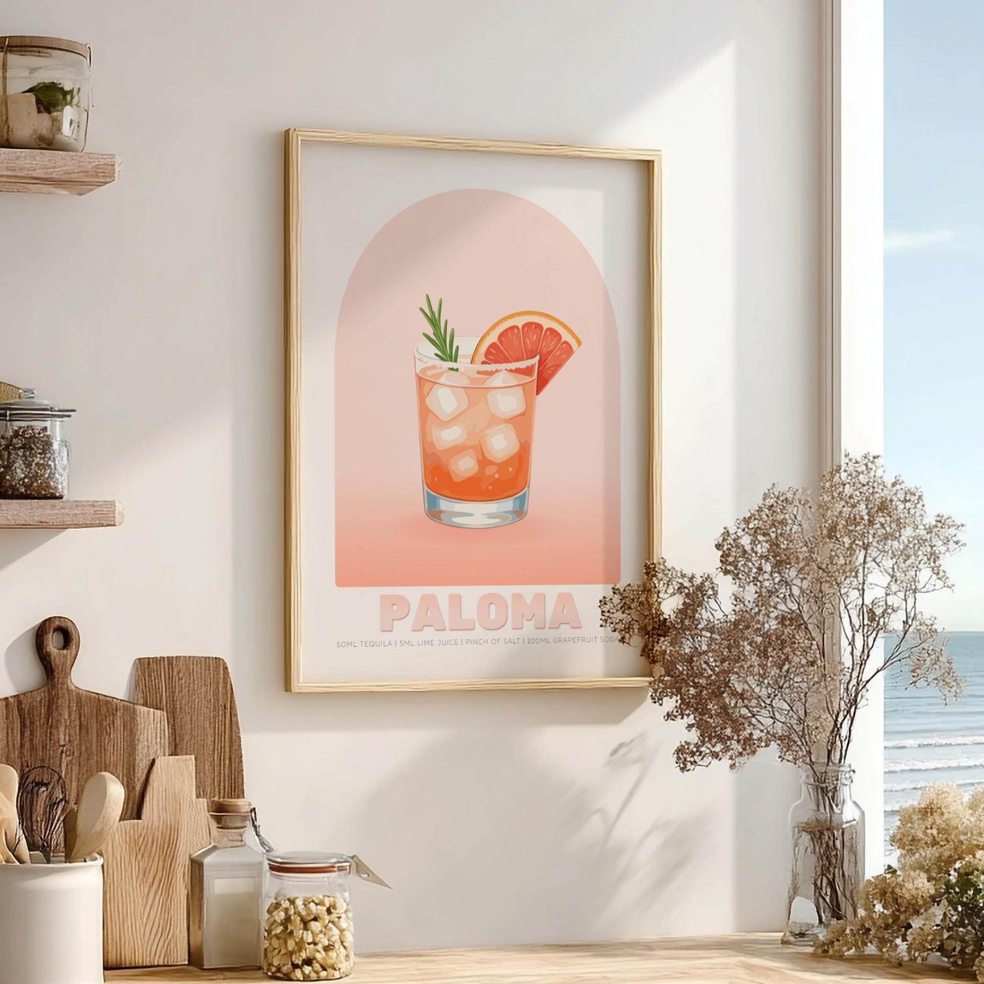 Paloma Cocktail Poster - Drinks Wall Art