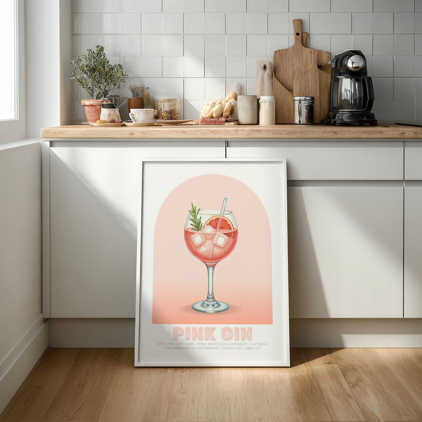 Pink Gin & Tonic Cocktail Poster - Drinks Wall Art