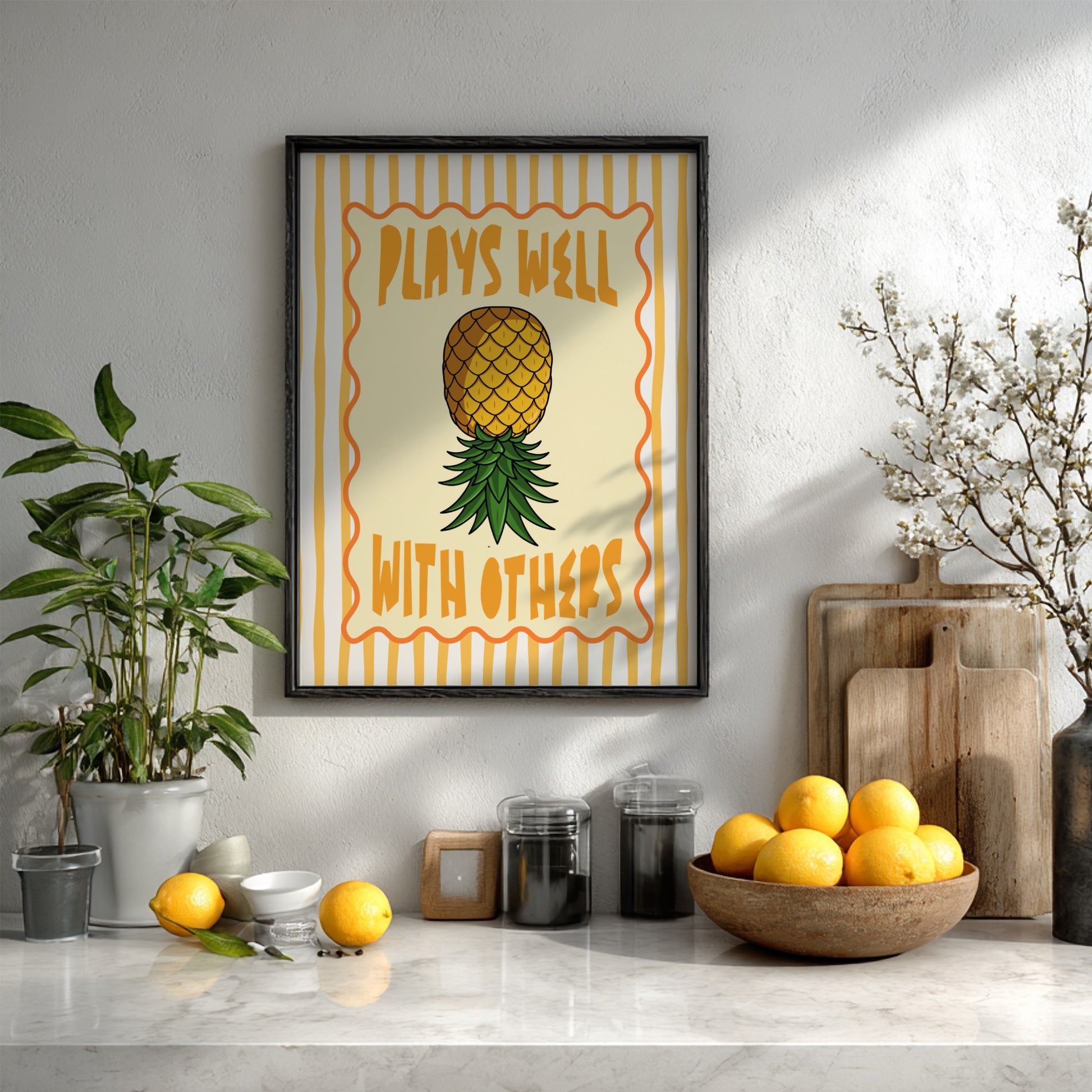 Pineapple - Plays Well With Others - Kitchen Wall Art