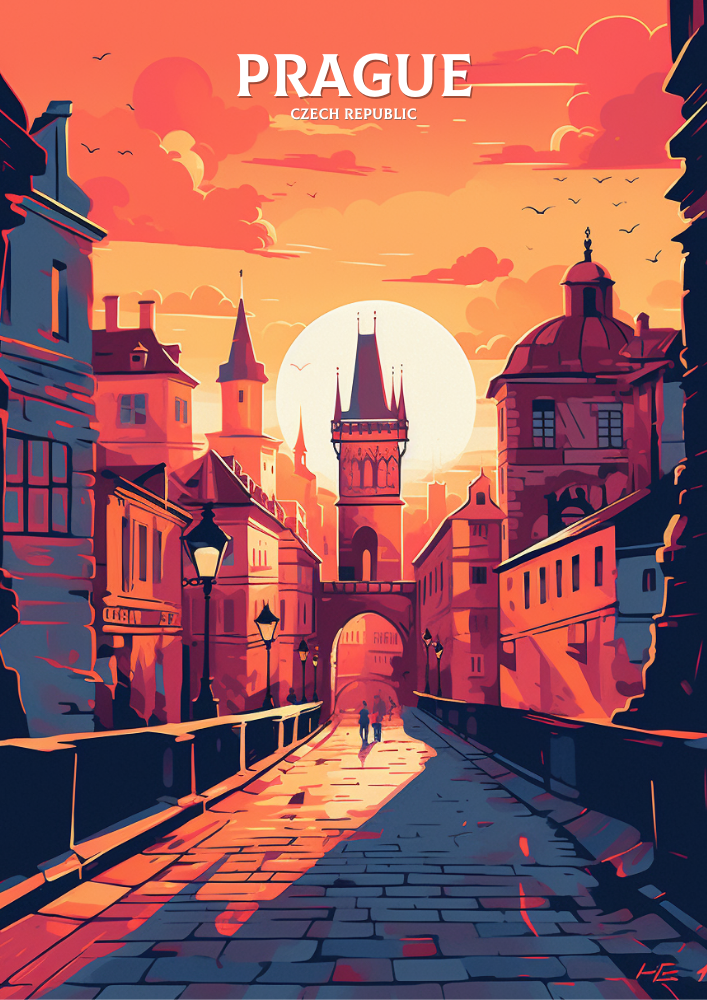 Europe PRAGUE TRAVEL ART PRINT - CZECH REPUBLIC ARTWORK