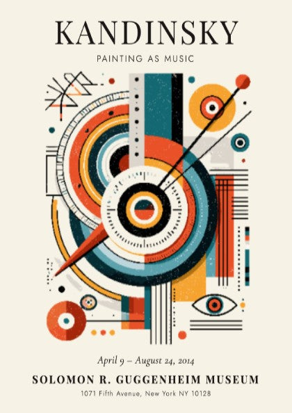 Kandinsky inspired poster featuring geometric shapes and vibrant colors