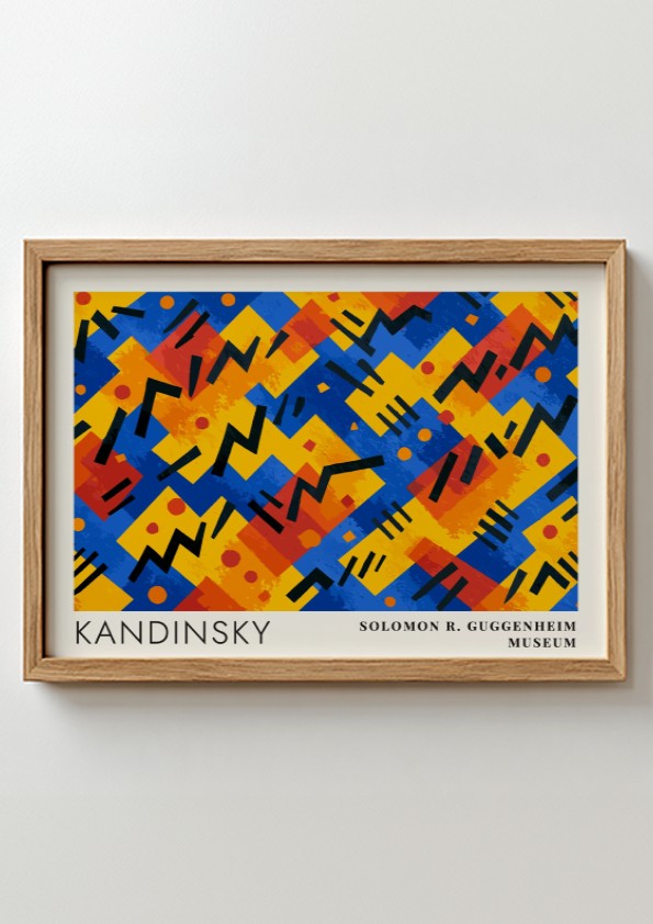Wall art poster featuring Kandinsky Painting as Music with geometric shapes and museum text.