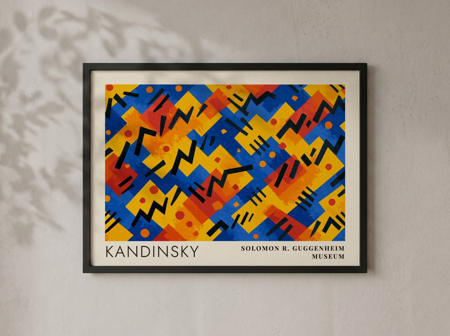 Wall art poster featuring Kandinsky Painting as Music with geometric shapes and museum text.