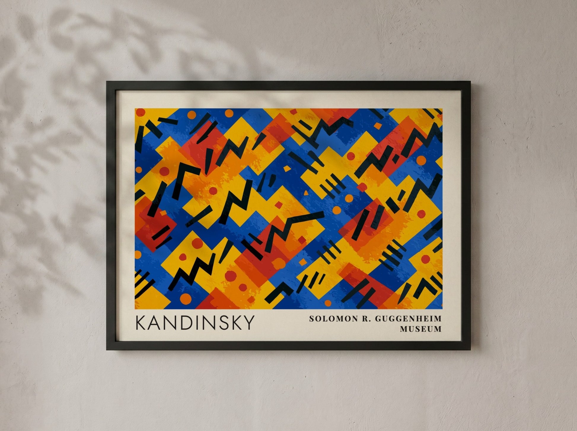 Wall art poster featuring Kandinsky Painting as Music with geometric shapes and museum text.