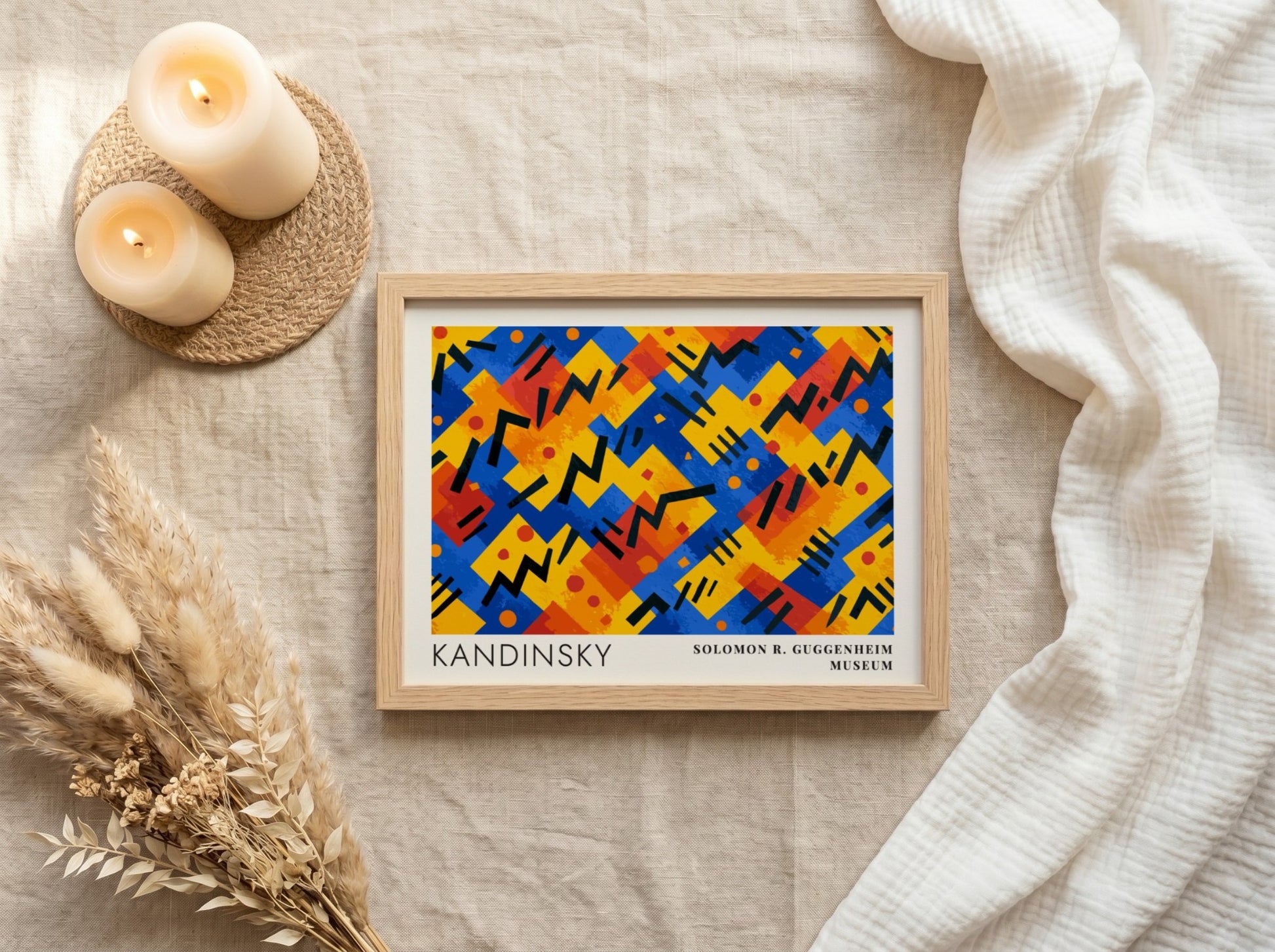 Wall art poster featuring Kandinsky Painting as Music with geometric shapes and museum text.