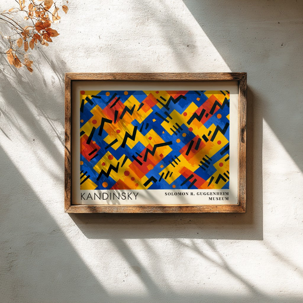 Wall art poster featuring Kandinsky Painting as Music with geometric shapes and museum text.