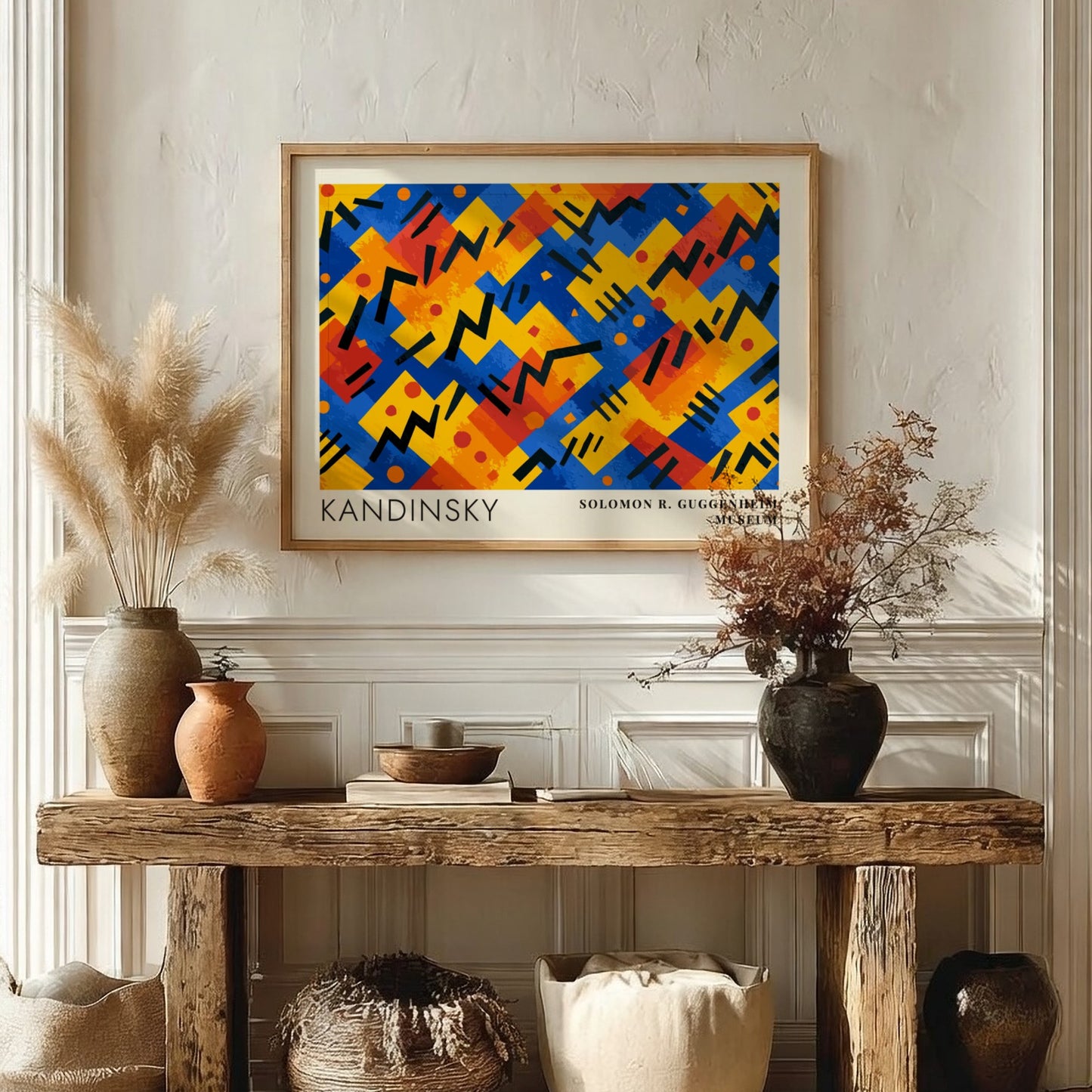 Wall art poster featuring Kandinsky Painting as Music with geometric shapes and museum text.