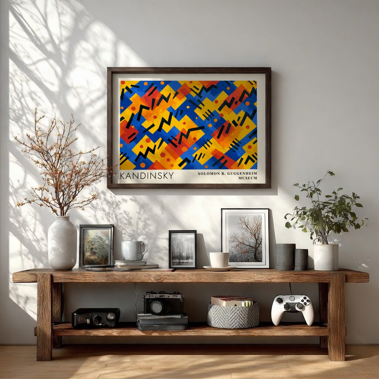 Wall art poster featuring Kandinsky Painting as Music with geometric shapes and museum text.
