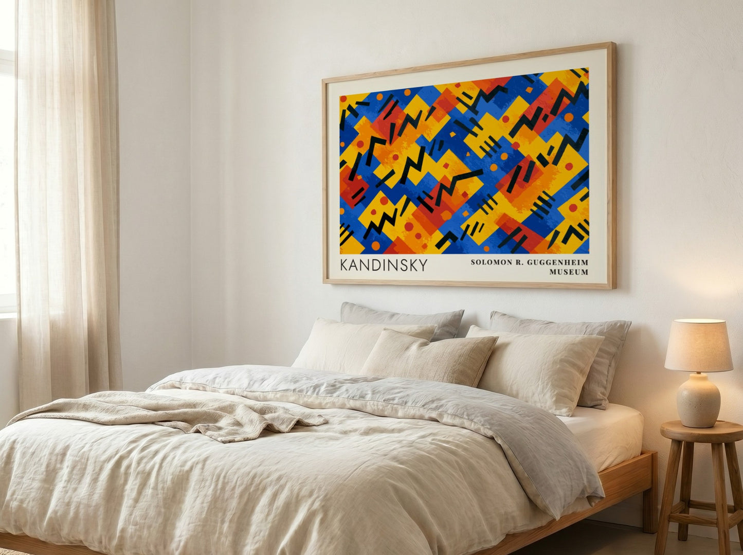 Wall art poster featuring Kandinsky Painting as Music with geometric shapes and museum text.