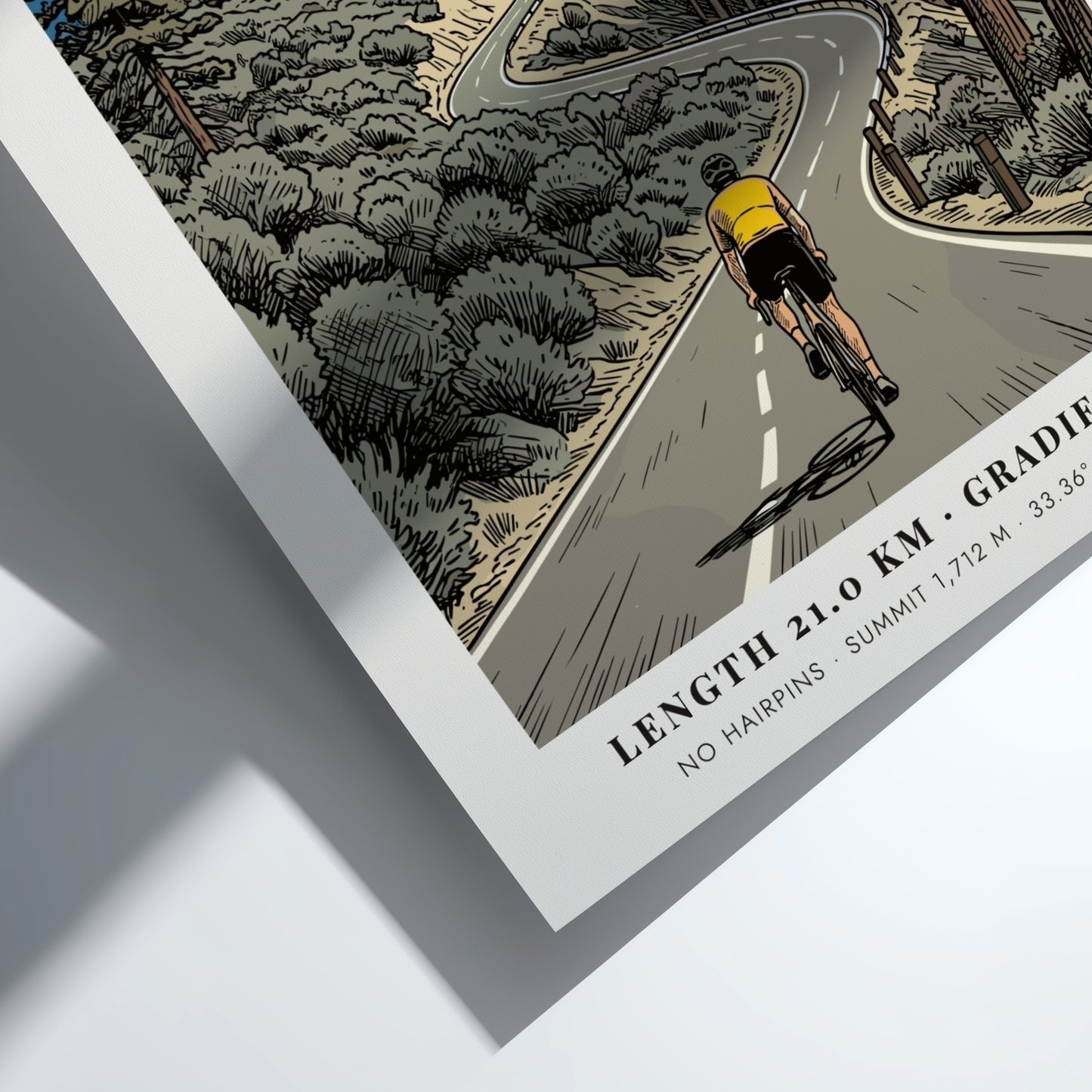 Cycling poster of Palomar Mountain featuring a rider climbing toward the iconic observatory