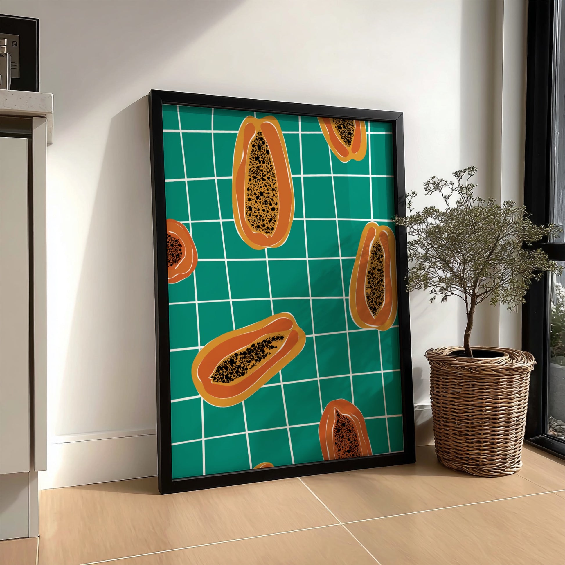 Papayas Poster - Tropical Fresh Fruit Wall Art Print