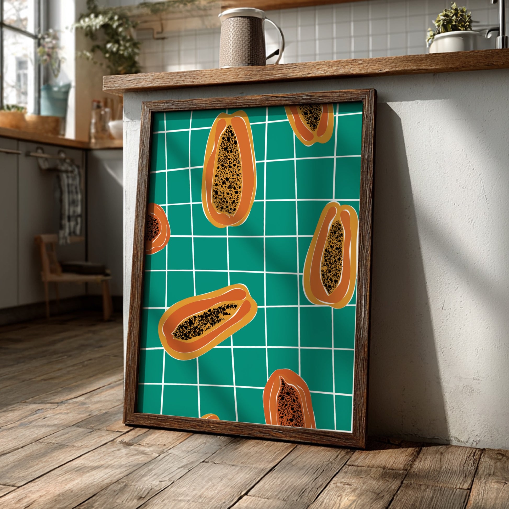 Papayas Poster - Tropical Fresh Fruit Wall Art Print