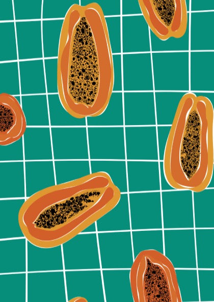 Papayas Poster - Tropical Fresh Fruit Wall Art Print