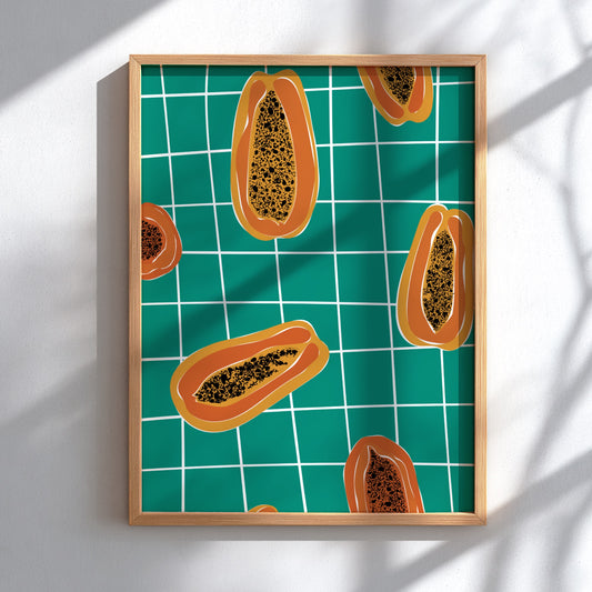 Papayas Poster - Tropical Fresh Fruit Wall Art Print