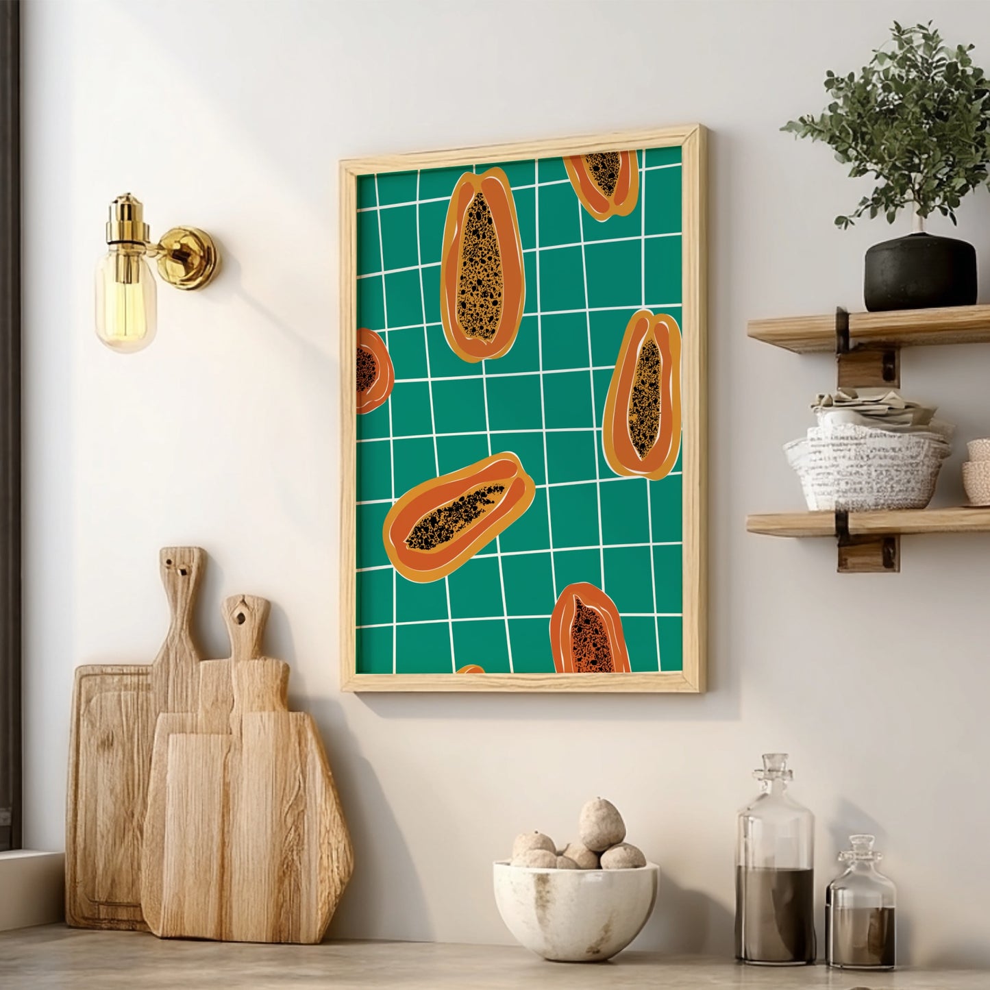 Papayas Poster - Tropical Fresh Fruit Wall Art Print