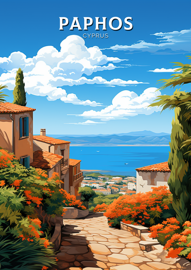 Europe PAPHOS TRAVEL WALL ART - CYPRUS ARTWORK