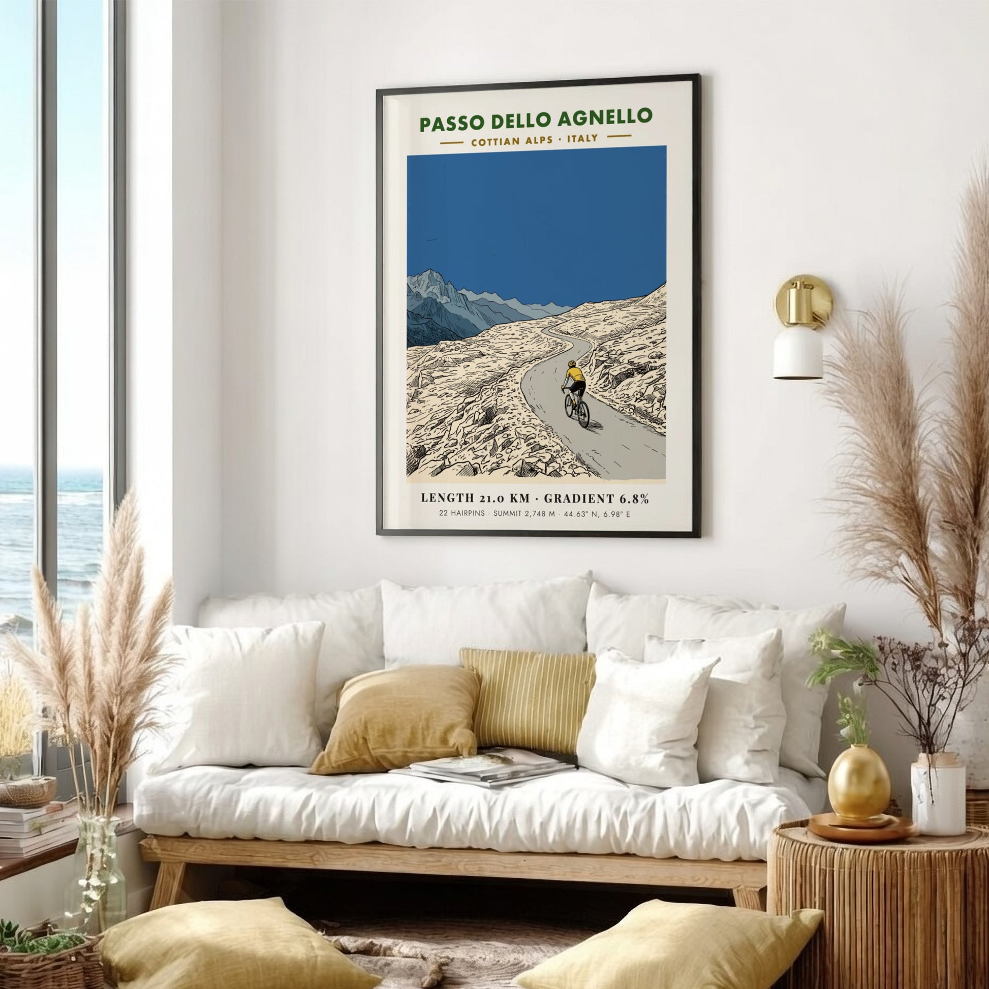 Poster of a cyclist climbing the Passo Dello Agnello in the Italian Alps