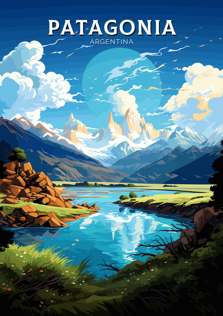 South America PATAGONIA PRINT - RETRO ARTWORK