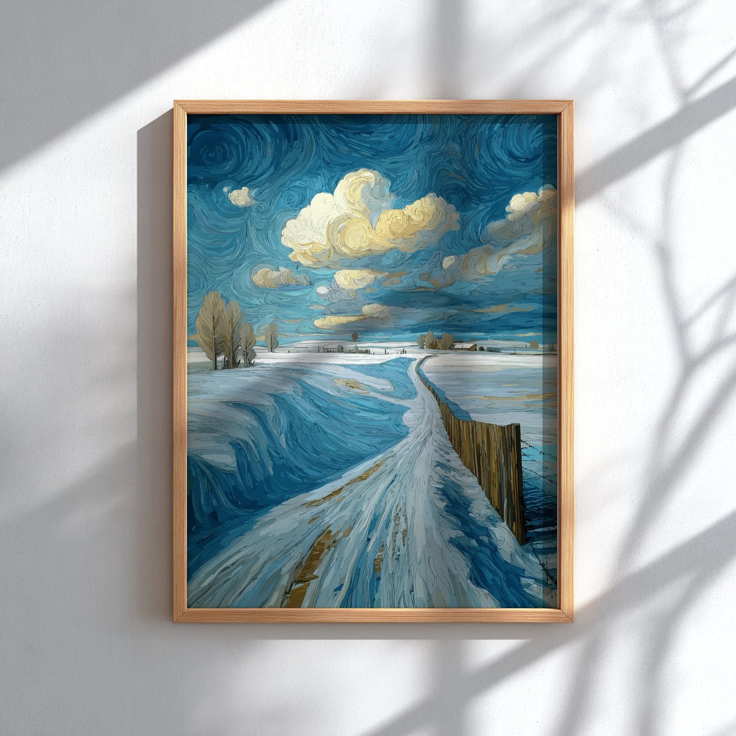Patience - Snow-Covered Field and Wooden Fence Winter Wall Art