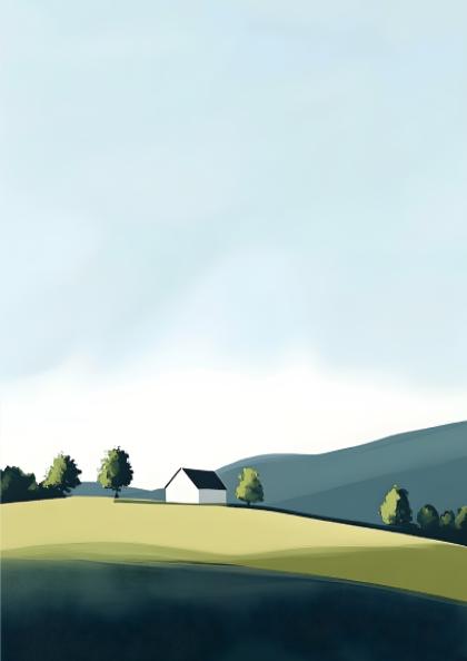 Serene Heights Modern Art - The Peaceful Green Hills Wall Print