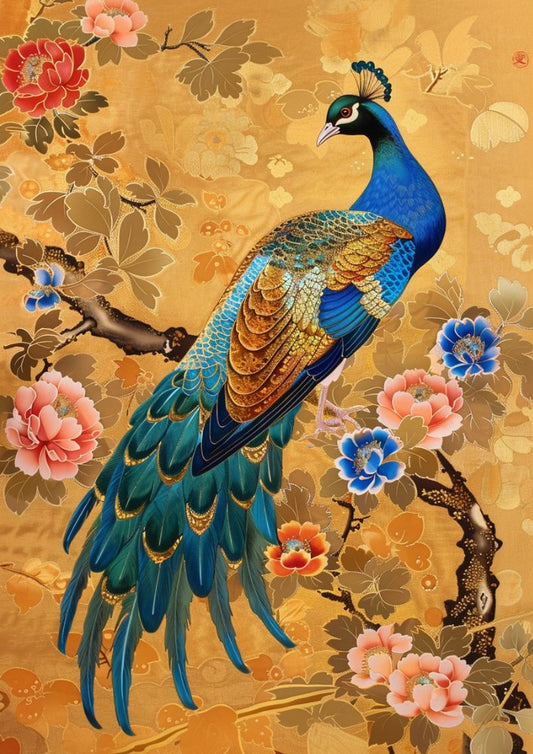 Peacock Poster - Japanese Peacock Art - Japanese Woodblock Print