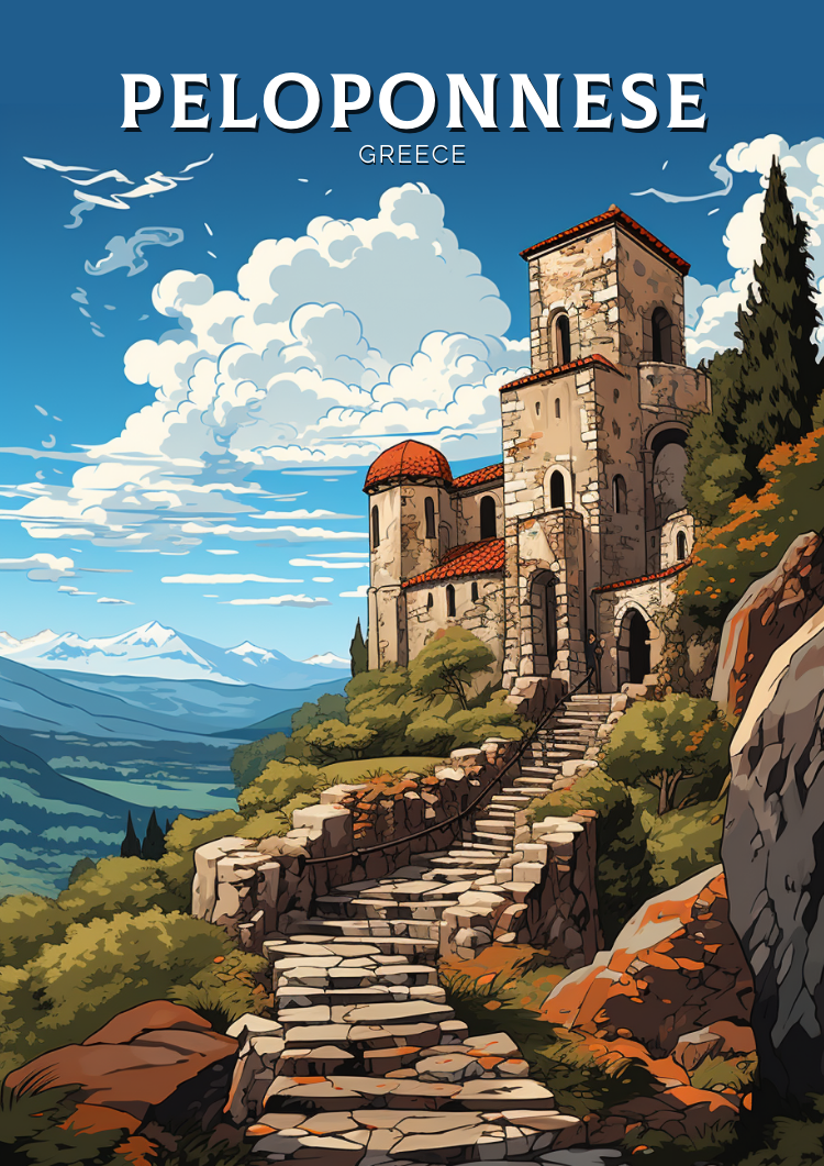 Europe PELOPONNESE TRAVEL ARTWORK - GREECE POSTER