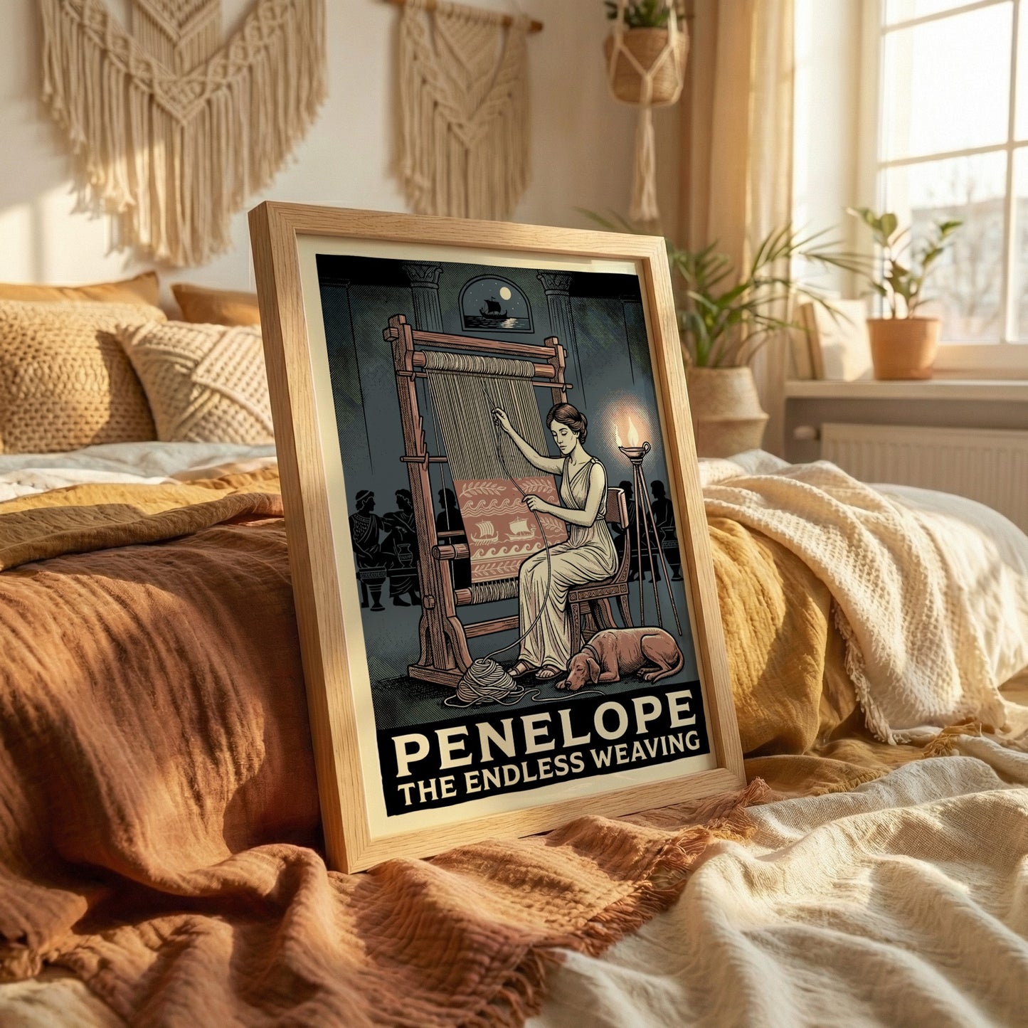 Penelope weaving poster featuring Greek mythology, ancient Greece decor, and a mythological print.