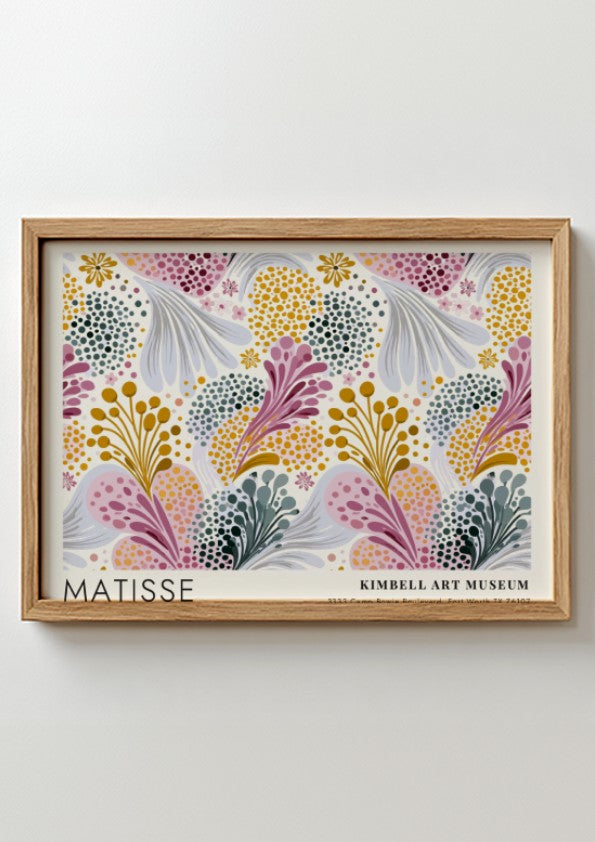 Henri Matisse poster featuring peonies and golden botanicals in vibrant colors