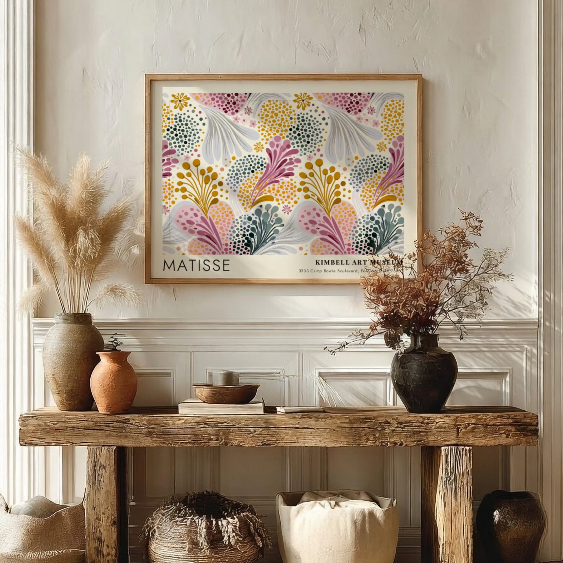 Henri Matisse poster featuring peonies and golden botanicals in vibrant colors