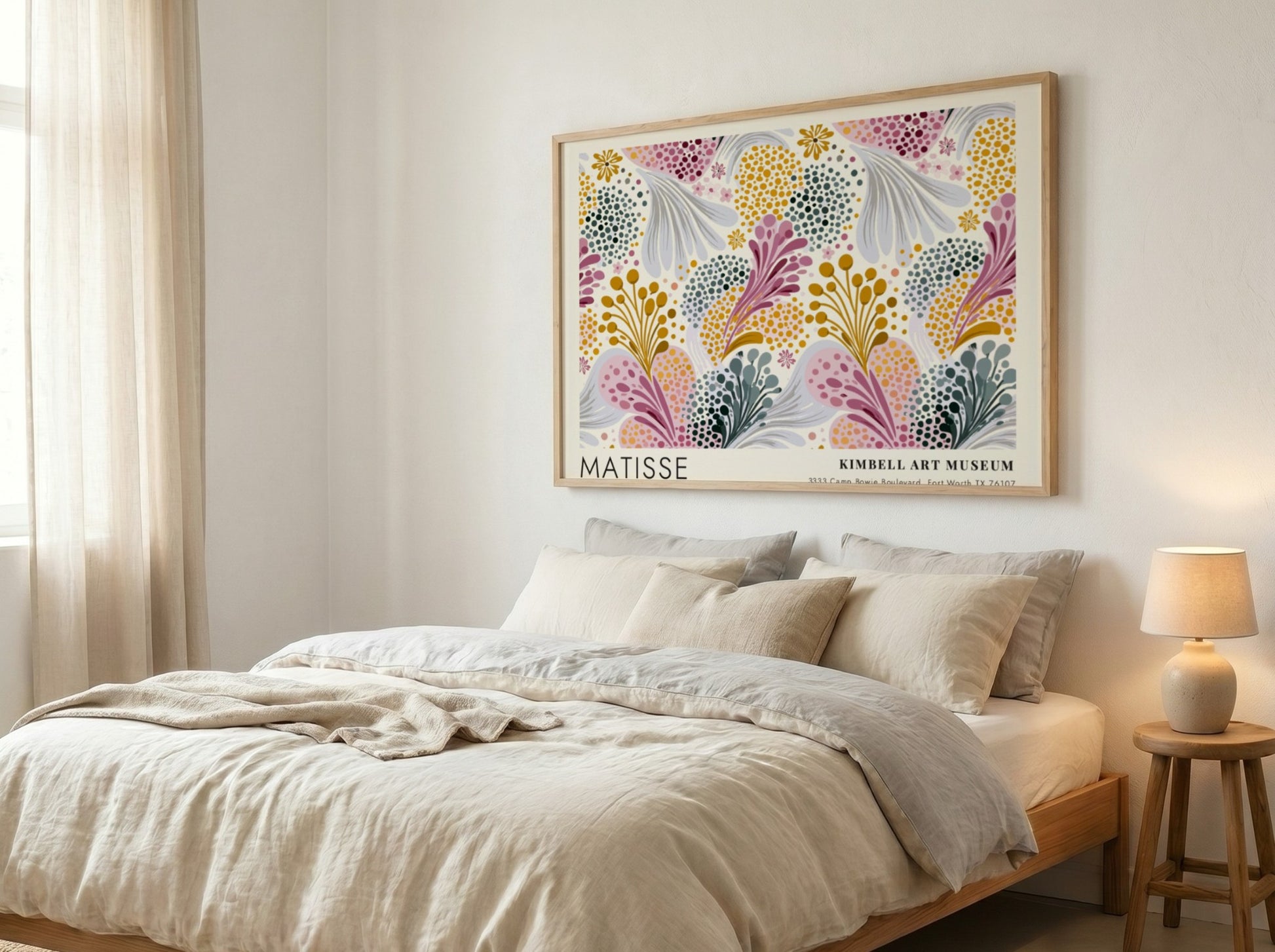 Henri Matisse poster featuring peonies and golden botanicals in vibrant colors
