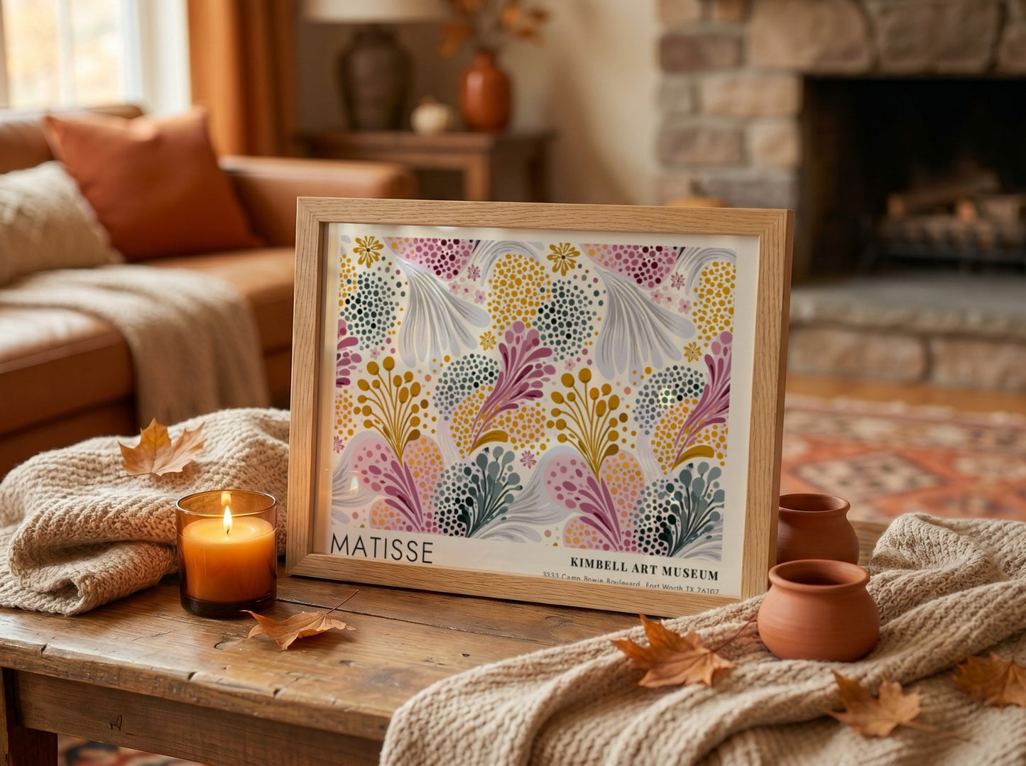 Henri Matisse poster featuring peonies and golden botanicals in vibrant colors