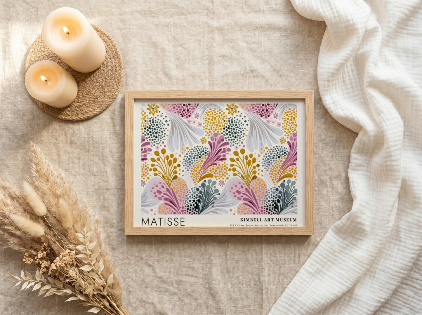 Henri Matisse poster featuring peonies and golden botanicals in vibrant colors