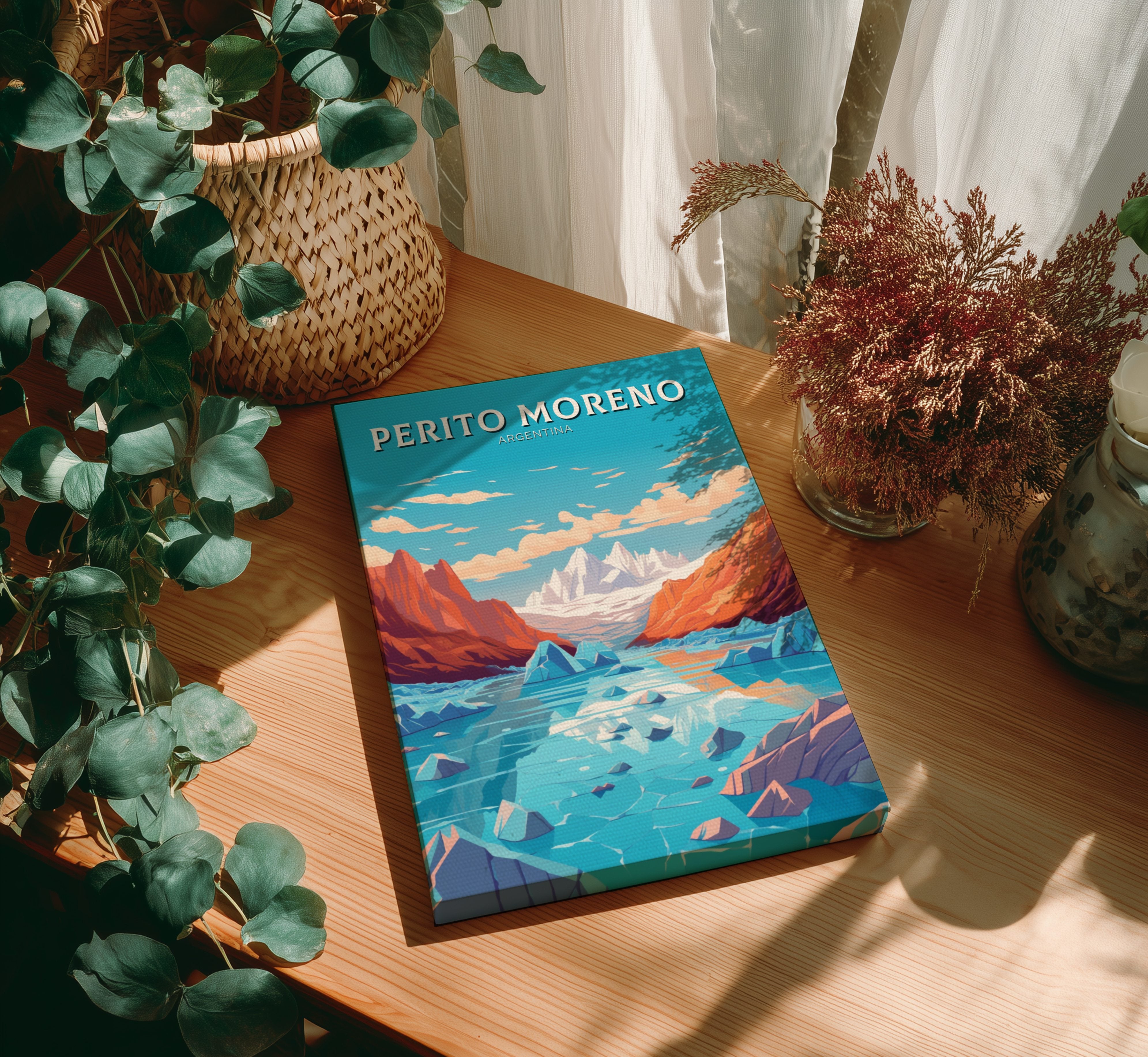 South America PERITO MORENO TRAVEL POSTER - RETRO GLACIER ART