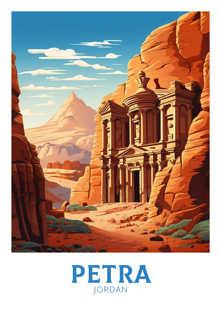 Asian PETRA POSTER - RETRO JORDAN ART