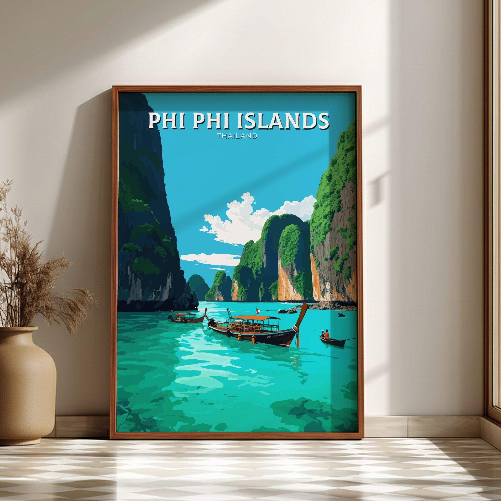 Asian PHI PHI RETRO POSTER - THAILAND TRAVEL ART
