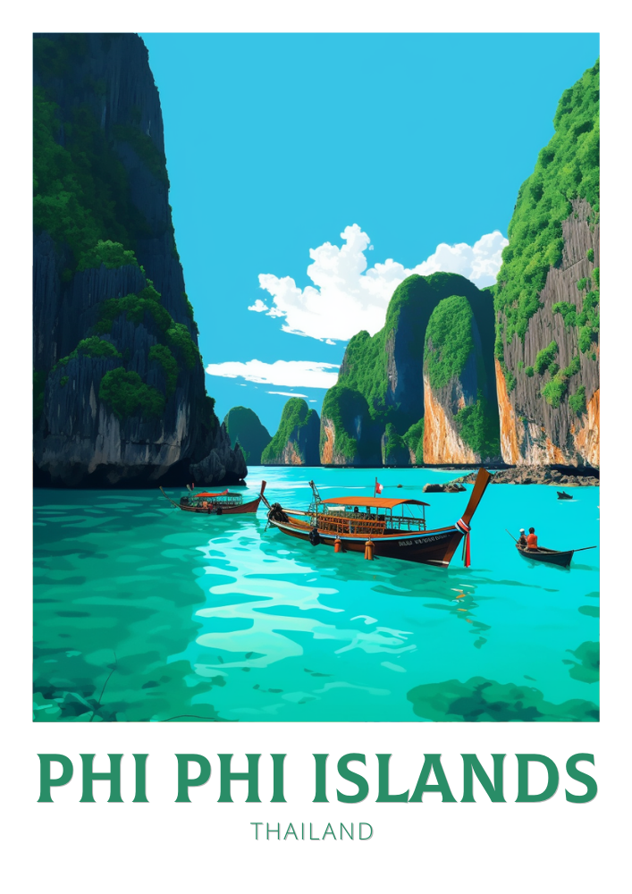 Asian PHI PHI ISLANDS PRINT - RETRO ARTWORK