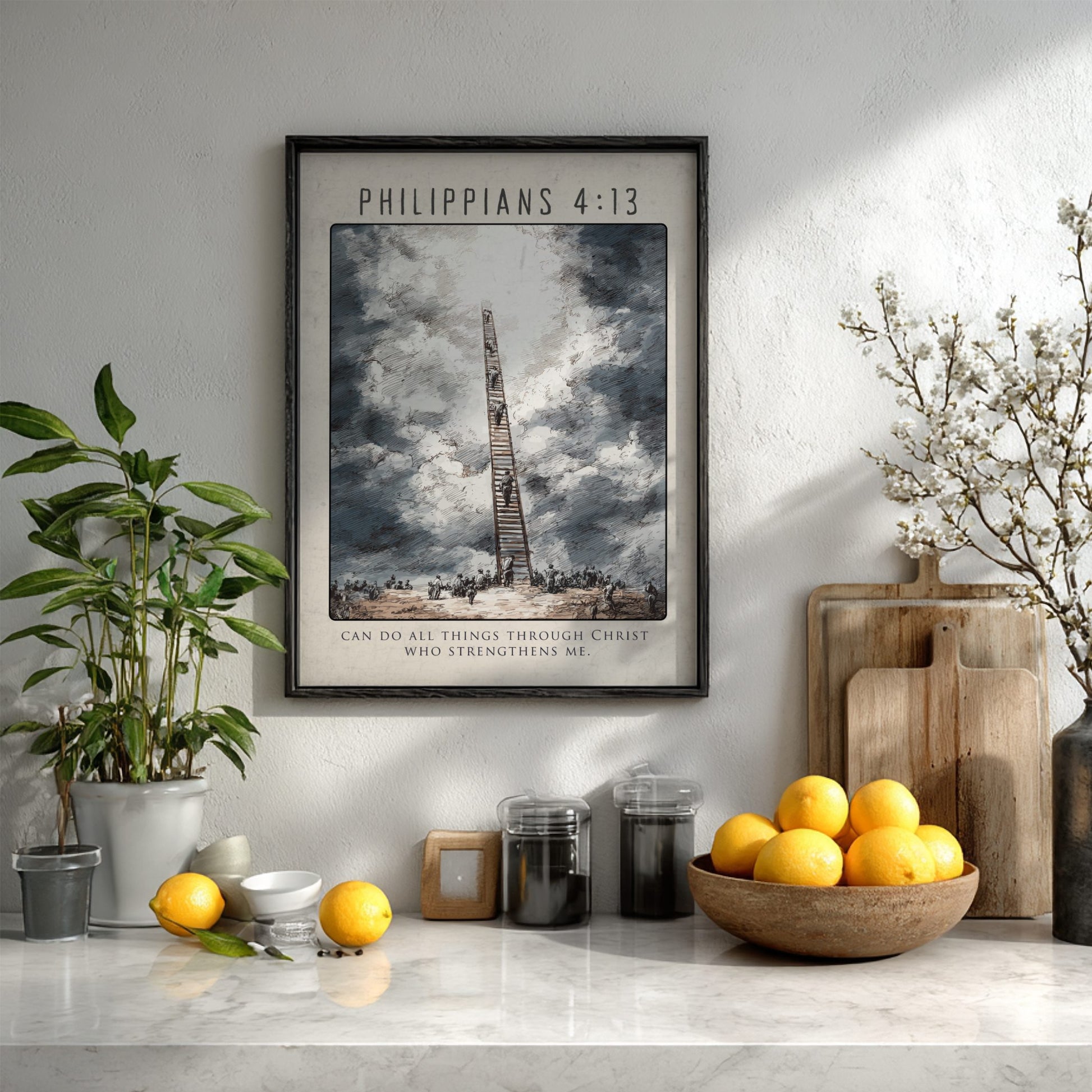 Philippians 4:13 Bible Verse Poster - Christian Wall Art
