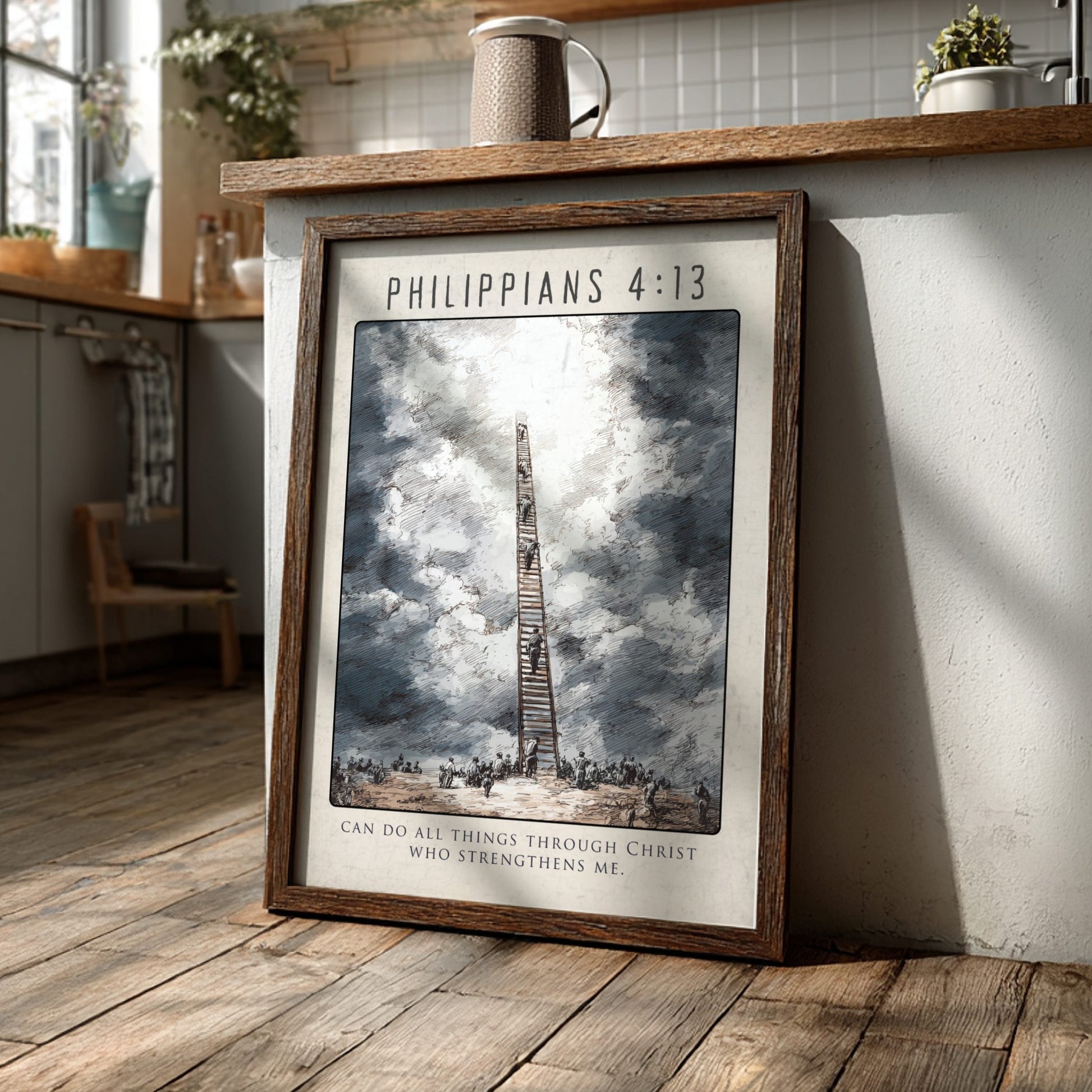 Philippians 4:13 Bible Verse Poster - Christian Wall Art