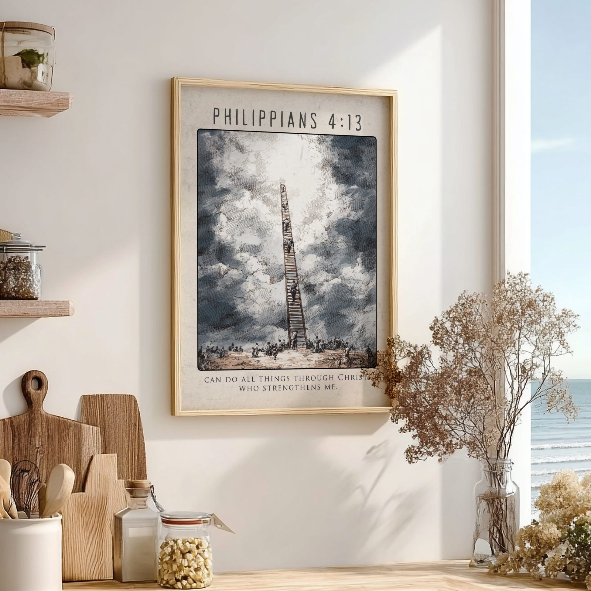 Philippians 4:13 Bible Verse Poster - Christian Wall Art