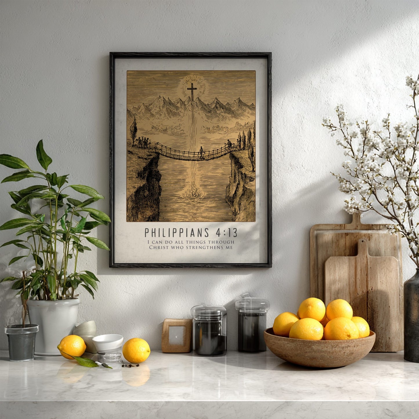 Philippians 4:13 Scripture Print - "Strengthens Me" Wall Art