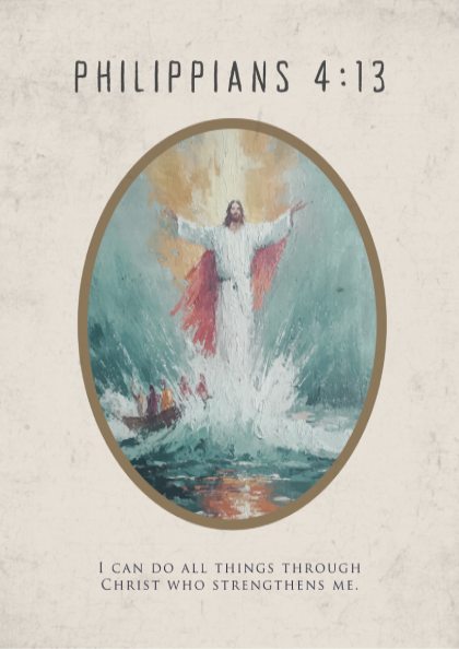 Philippians 4:13 Scripture Art - "Through Christ" Wall Print