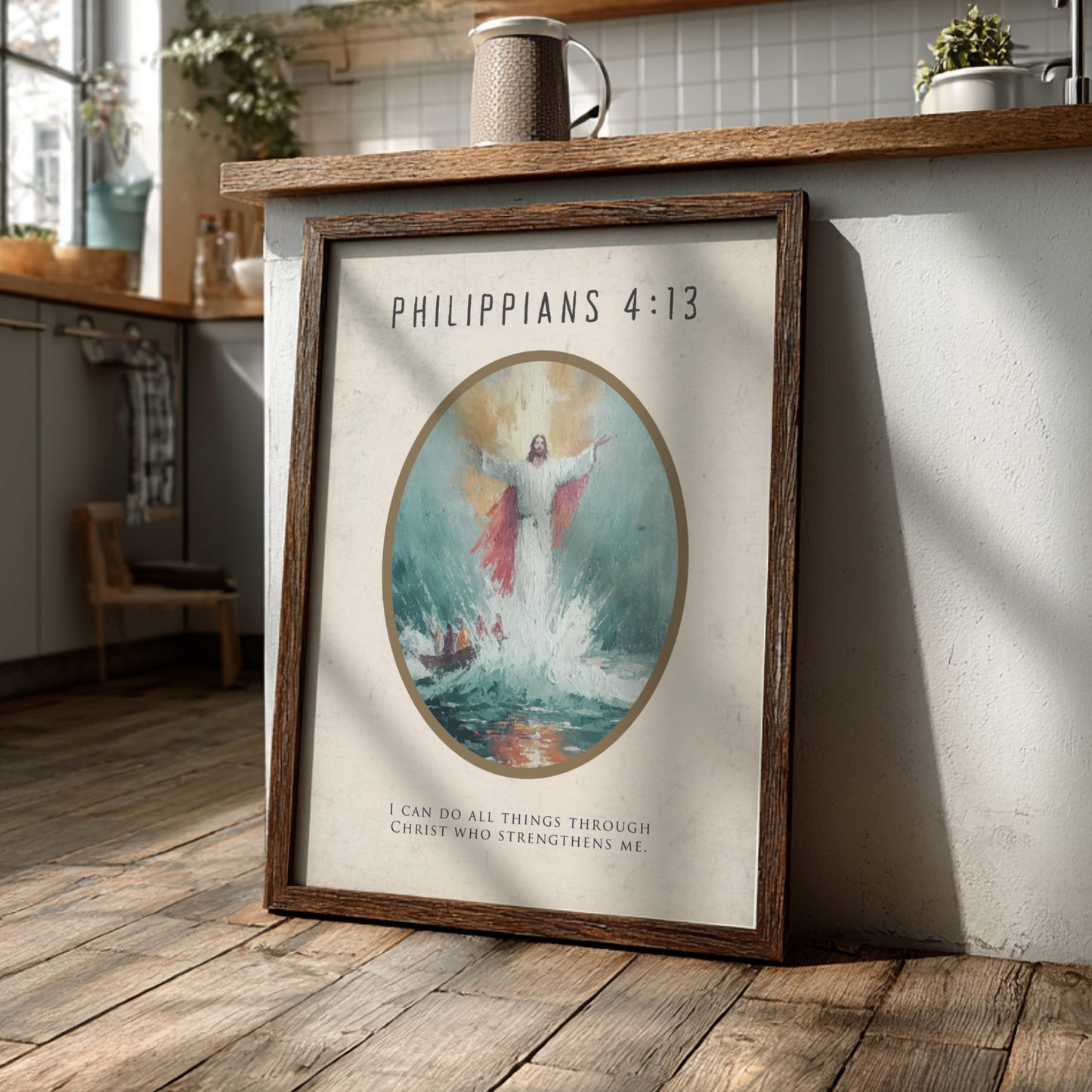 Philippians 4:13 Scripture Art - "Through Christ" Wall Print