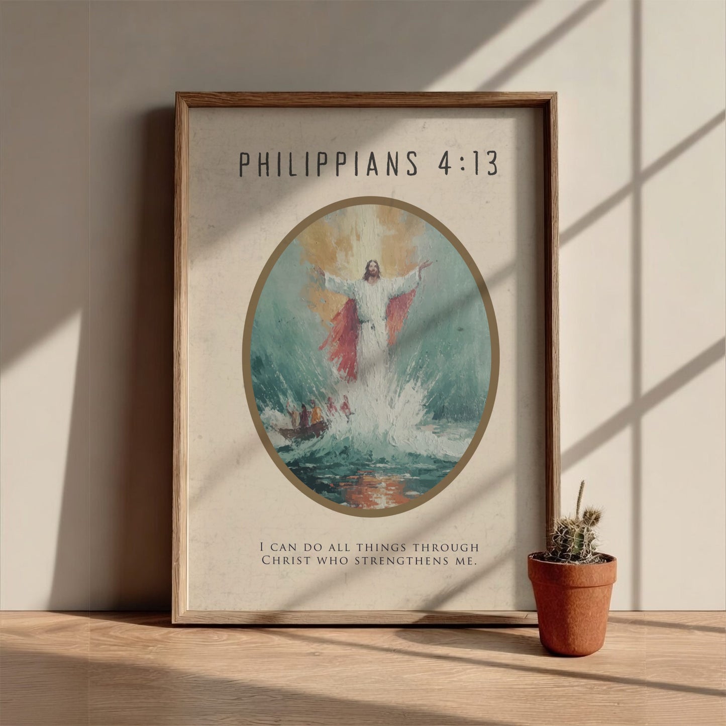 Philippians 4:13 Scripture Art - "Through Christ" Wall Print